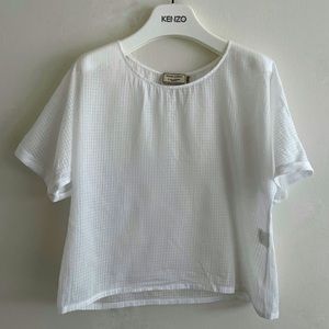 Maison Kitsune White Cotton Gauze Boxy T-Shirt